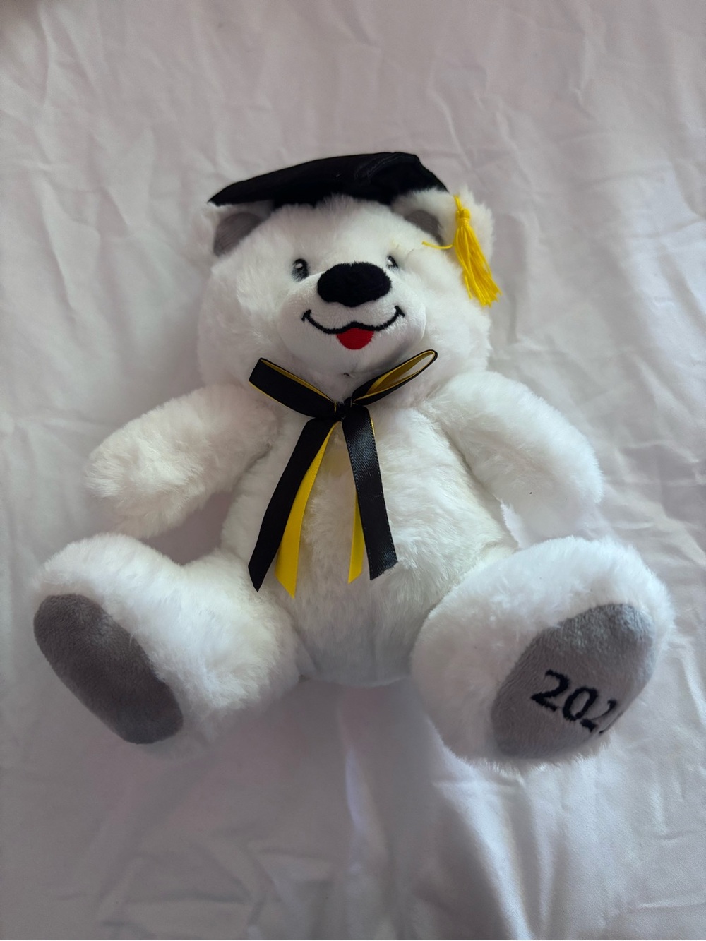 Graduation Bear Plush with Black Cap and Yellow Tassel